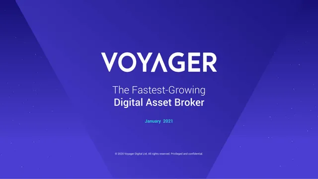 Voyager Digital — Voyager investment banking deck cover