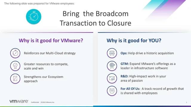 Vmware — Bring the Broadcom Transaction to Closure investment banking deck cover
