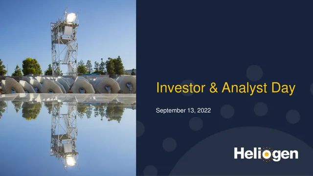 Heliogen — Investor & Analyst Day investment banking deck cover