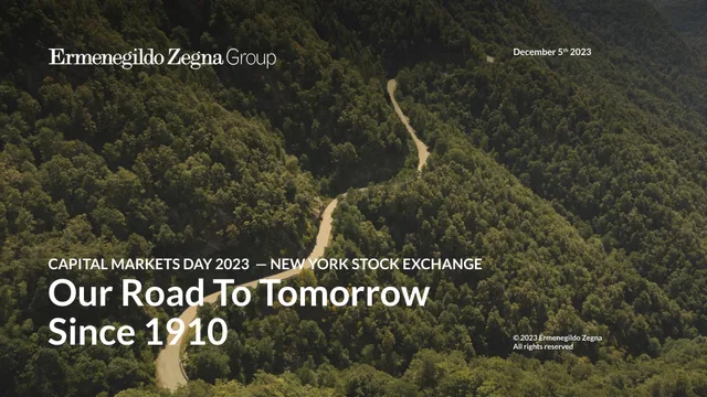 Zegna — Our Road To Tomorrow Since 1910 investment banking deck cover