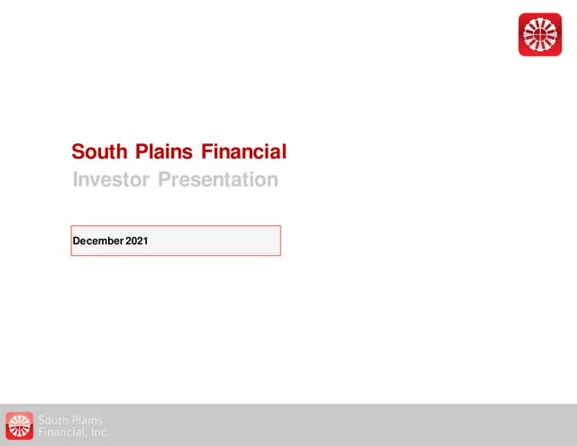 South Plains Financial investment banking deck cover