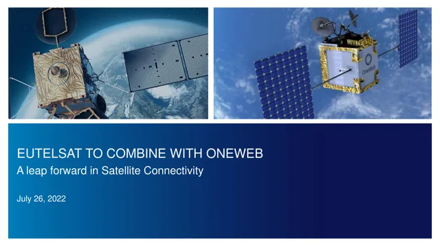 Eutelsat — Eutelsat To Combine With Oneweb investment banking deck cover