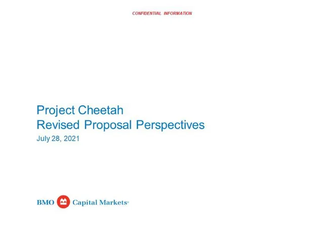 Bmo Capital Markets — Project Cheetah Revised Proposal Perspectives investment banking deck cover
