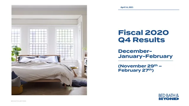Bed Bath Beyond — Fiscal 2020 Q4 Results investment banking deck cover