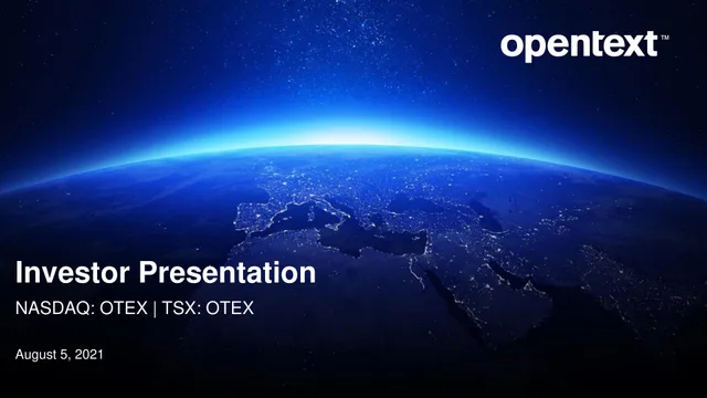Opentext — Investor Presentation investment banking deck cover