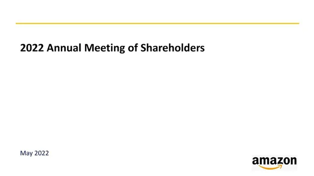 Amazon — 2022 Annual Meeting of Shareholders investment banking deck cover