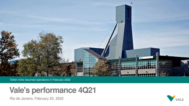 Vale — Vale's performance 4Q21 investment banking deck cover
