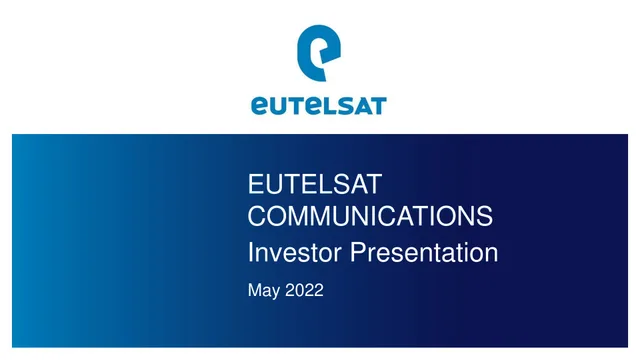 Eutelsat — Eutelsat Communications investment banking deck cover