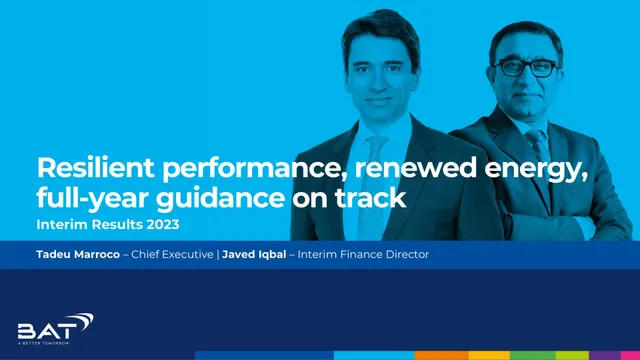 Bat — Resilient performance, renewed energy, full-year guidance on track investment banking deck cover