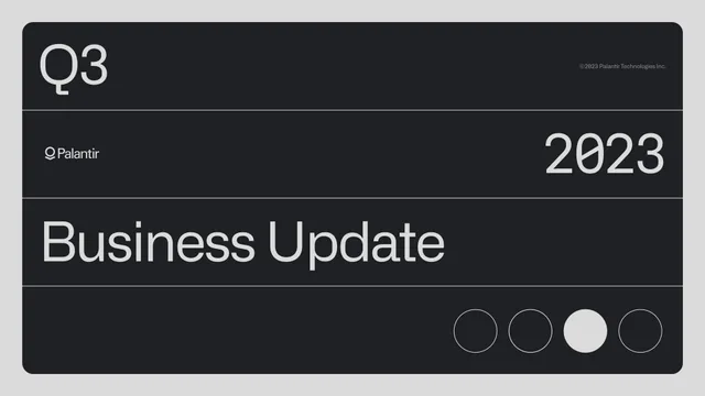 Palantir — Business Update investment banking deck cover