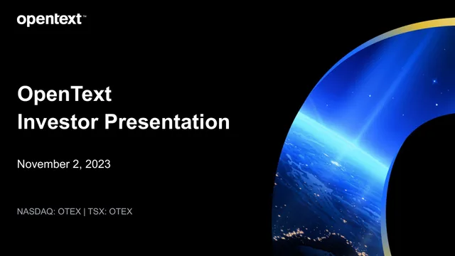 Opentext — OpenText Investor Presentation investment banking deck cover