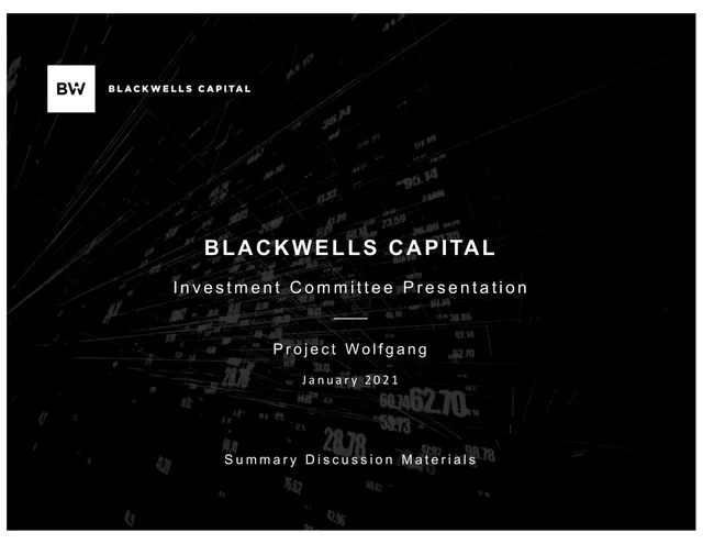 Blackwells Capital investment banking deck cover