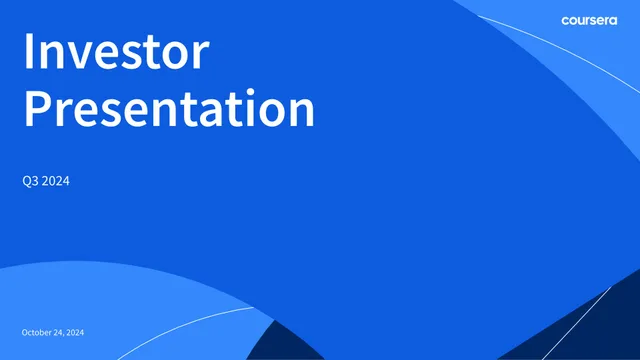 Coursera — Investor Presentation investment banking deck cover