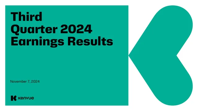 Kenvue — Third Quarter 2024 Earnings Results investment banking deck cover