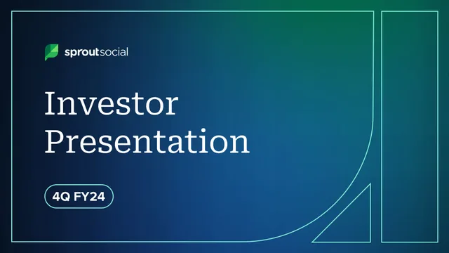 Sprout Social — Investor Presentation investment banking deck cover