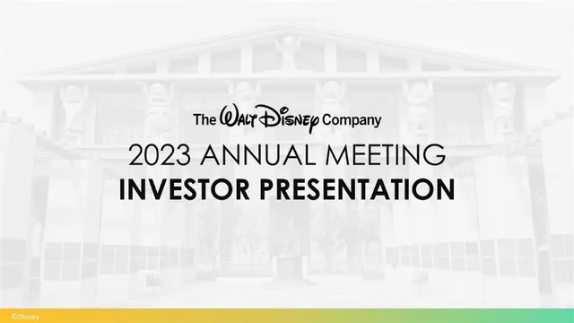 Disney — Cover Slide investment banking deck cover