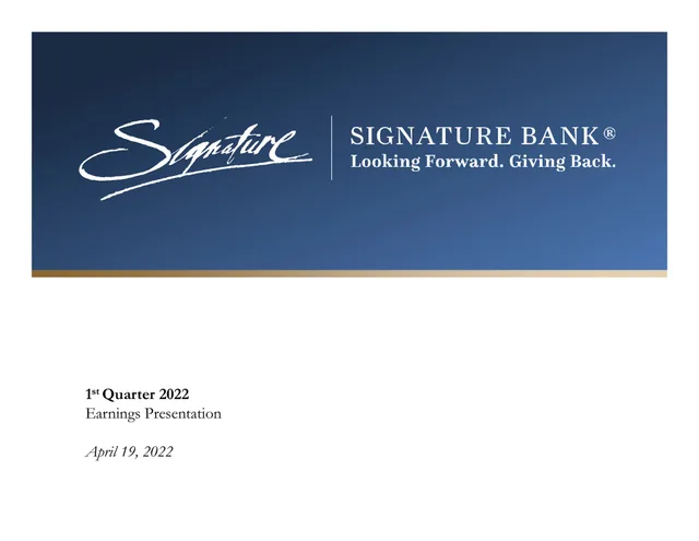 Signature Bank — Cover Slide investment banking deck cover
