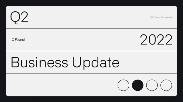 Palantir — Business Update investment banking deck cover