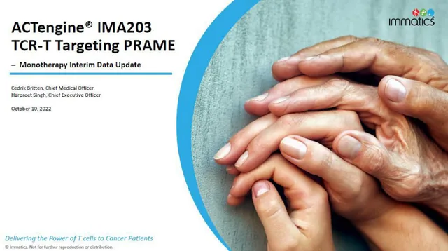 Immatics — ACTengine® IMA203 TCR-T Targeting PRAME investment banking deck cover