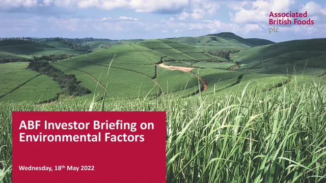 Associated British Foods — ABF Investor Briefing on Environmental Factors investment banking deck cover