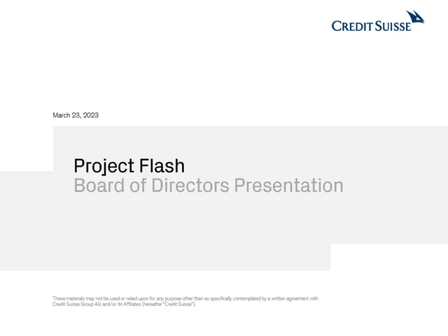 Credit Suisse — Project Flash investment banking deck cover