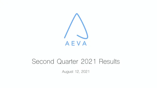 Aeva — Second Quarter 2021 Results investment banking deck cover