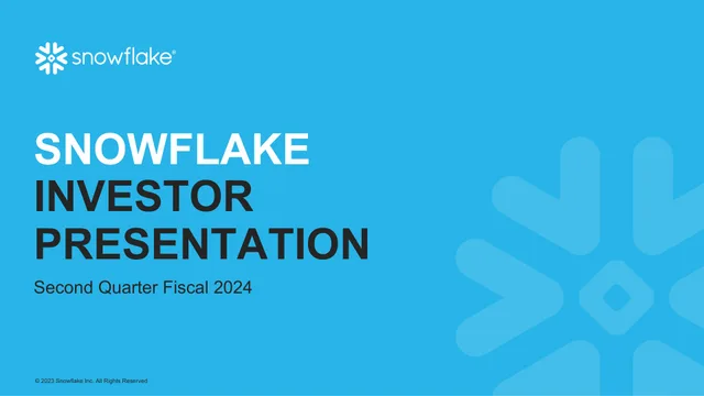 Snowflake — Snowflake Investor Presentation investment banking deck cover
