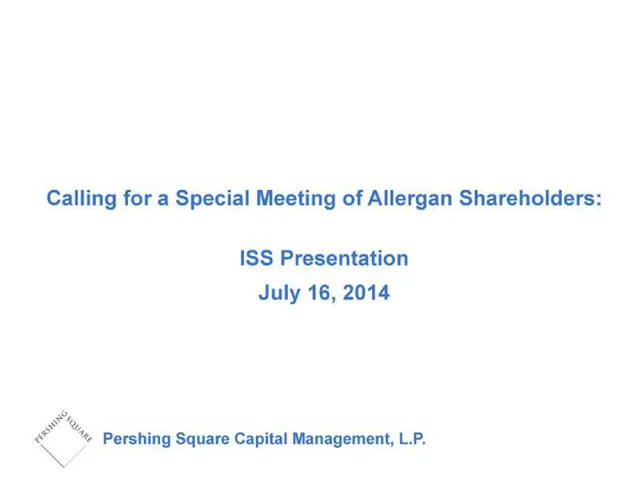 Pershing Square — Calling for a Special Meeting of Allergan Shareholders: investment banking deck cover