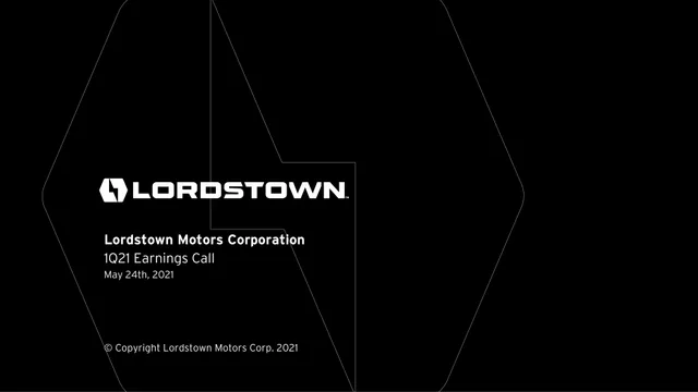 Lordstown Motors — Lordstown Motors Corporation investment banking deck cover