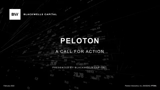 Blackwells Capital — Peloton investment banking deck cover