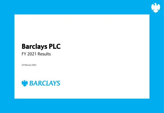 Barclays — Barclays PLC investment banking deck cover