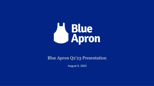 Blue Apron — Title Slide investment banking deck cover