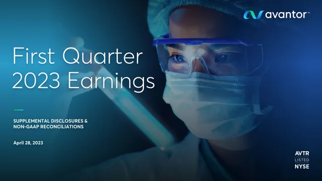 Avantor — First Quarter 2023 Earnings investment banking deck cover