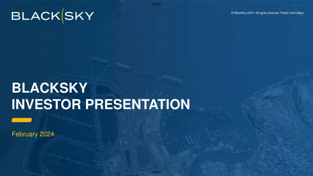 Blacksky — Blacksky Investor Presentation investment banking deck cover