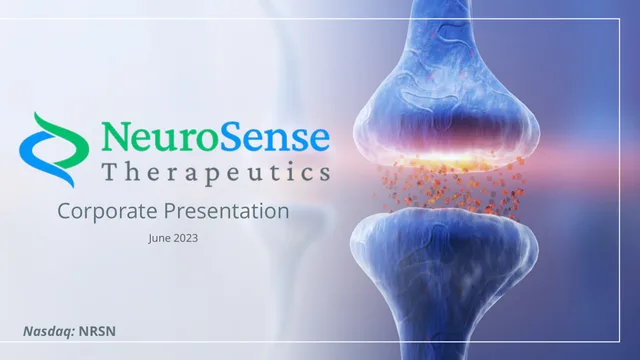 Neurosense Therapeutics — cover slide investment banking deck cover