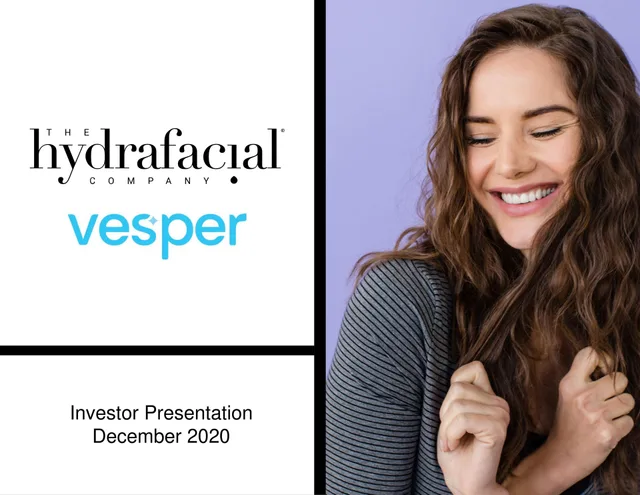 Hydrafacial — Cover Slide investment banking deck cover