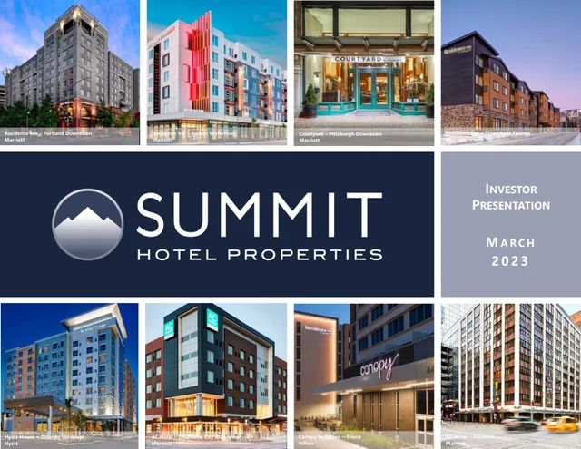 Summit Hotel Properties — Cover Slide investment banking deck cover