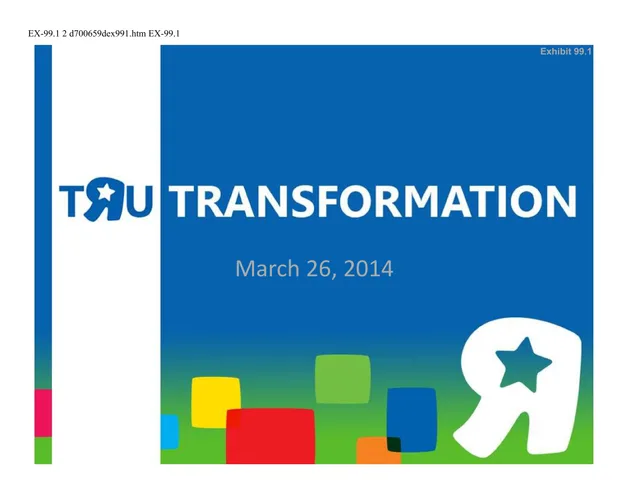 Toys R US — Tru Transformation investment banking deck cover