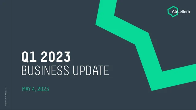 Abcellera — Q1 2023 Business Update investment banking deck cover