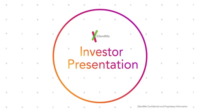 23andme — Investor Presentation investment banking deck cover