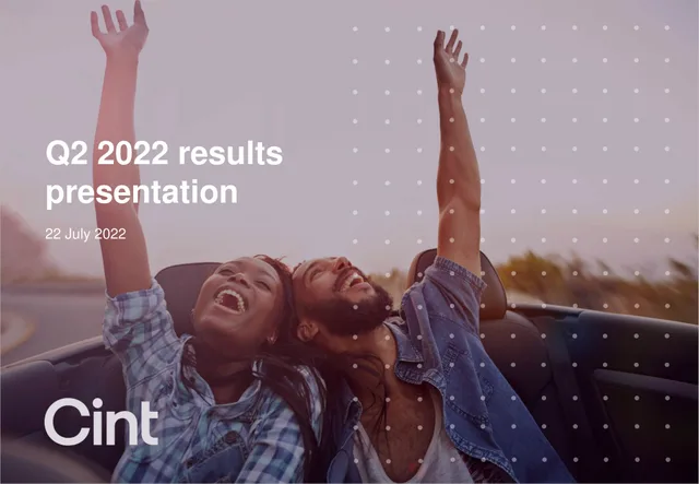 Cint Group — Q2 2022 results presentation investment banking deck cover