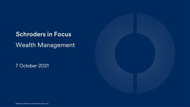 Schroders — Schroders in Focus investment banking deck cover