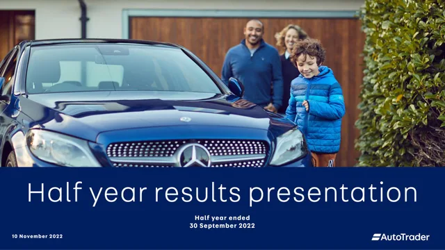 Auto Trader Group — Half year results presentation investment banking deck cover