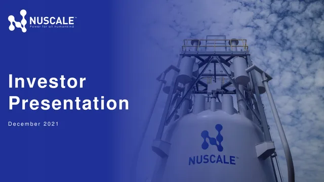 Nuscale — Investor Presentation investment banking deck cover