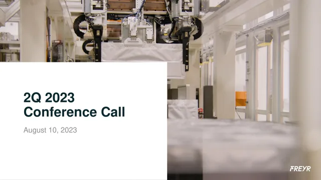 Freyr — 2Q 2023 Conference Call investment banking deck cover