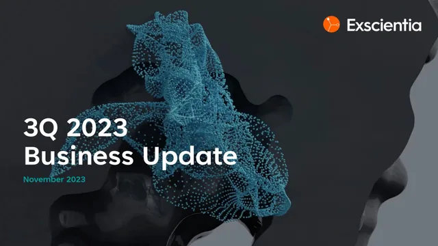 Exscientia — 3Q 2023 Business Update investment banking deck cover