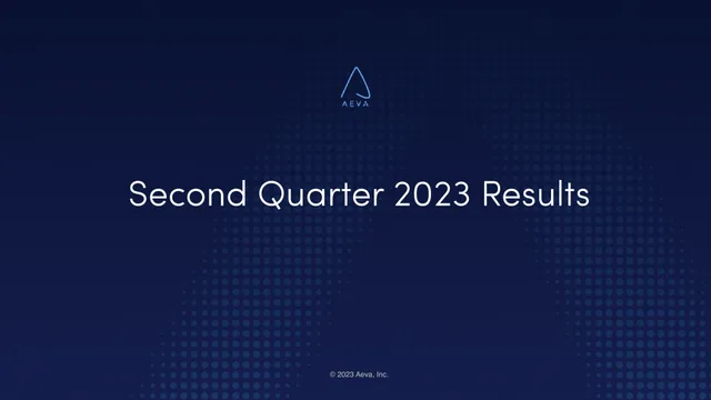 Aeva — Second Quarter 2023 Results investment banking deck cover