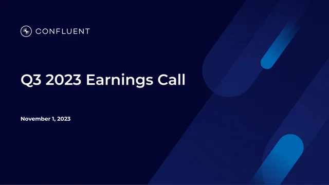 Confluent — Q3 2023 Earnings Call investment banking deck cover