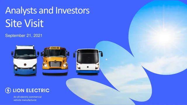 Lion Electric — Analysts and Investors Site Visit investment banking deck cover