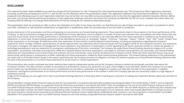 Evercommerce — Disclaimer investment banking deck cover